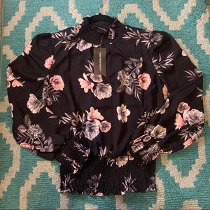 Floral Printed Women’s Smocked Long Sleeve Blouse
